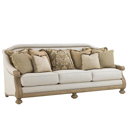 Brussels Sofa with Nailhead Trim & Bun Feet